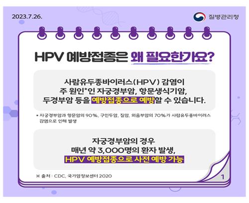 HPV 예방접종 안내 카드뉴스.