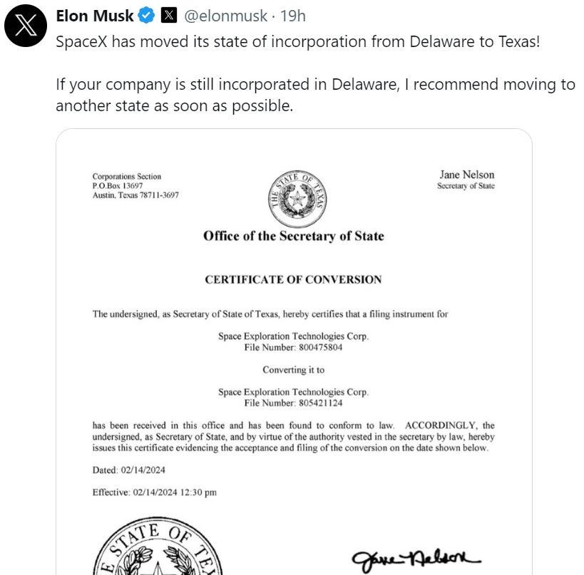 일론 머스크 테슬라 CEO가 X에 올린 게시물 
