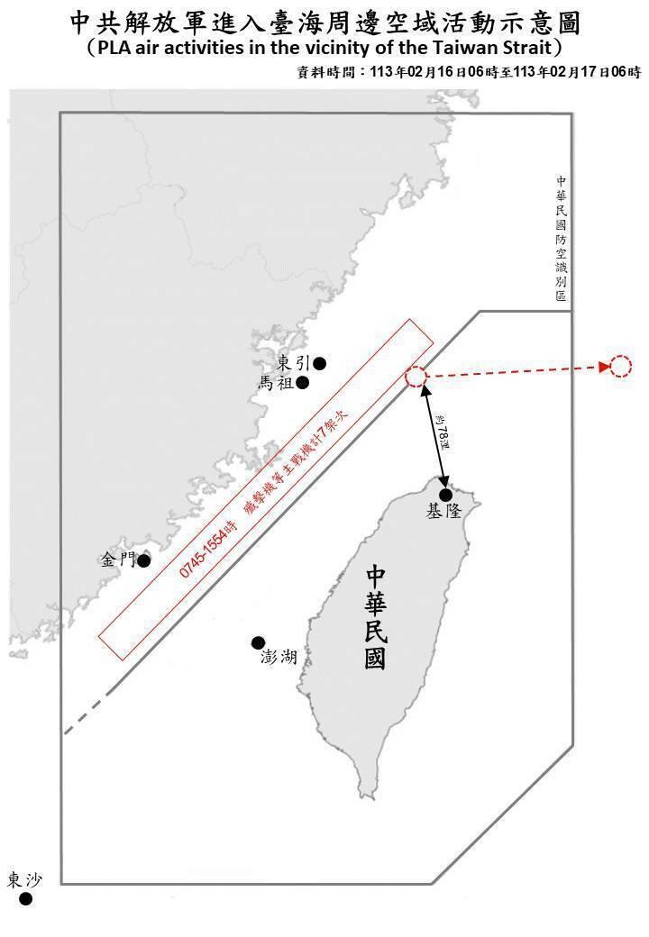 인민해방군의 대만 주변 공역 활동 상황도