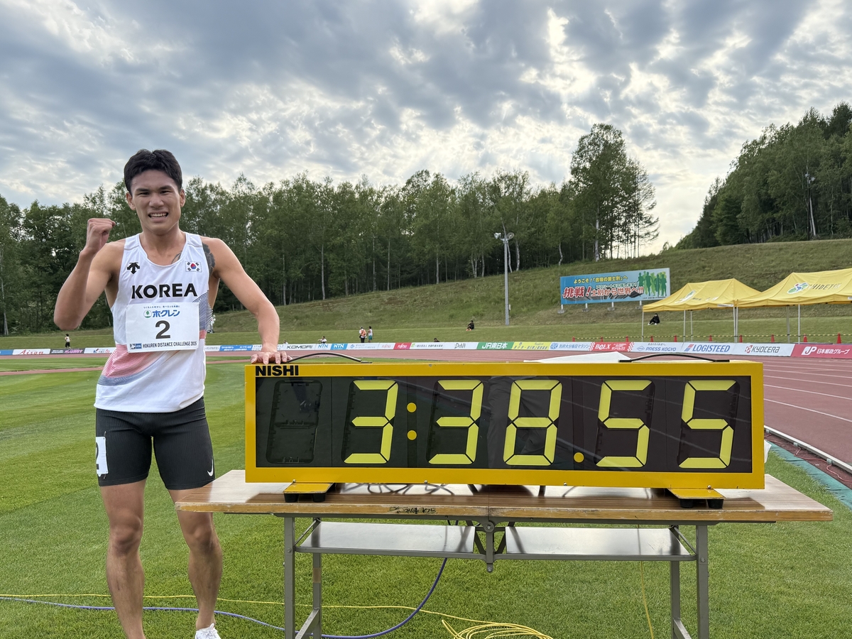 이재웅, 육상 남자 1,500ｍ 한국기록 32년 만에 경신…3분38초55