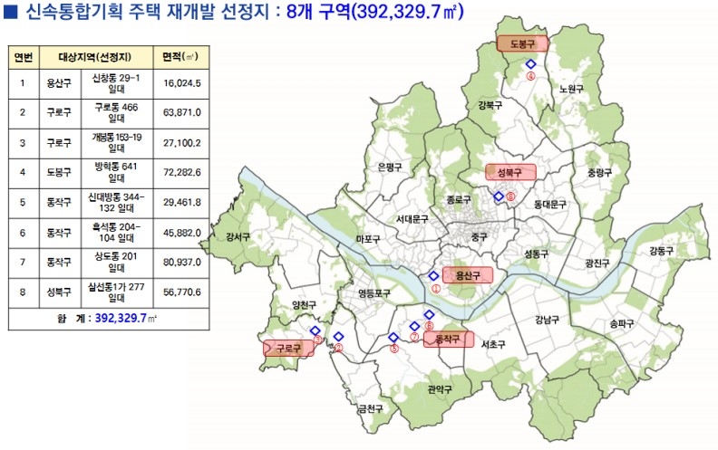 서울시, 토지거래허가구역 신통기획 8곳 신규·23곳 재지정