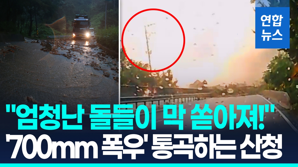 [영상] 운전중 코 앞에서 산사태…'700mm 괴물폭우…