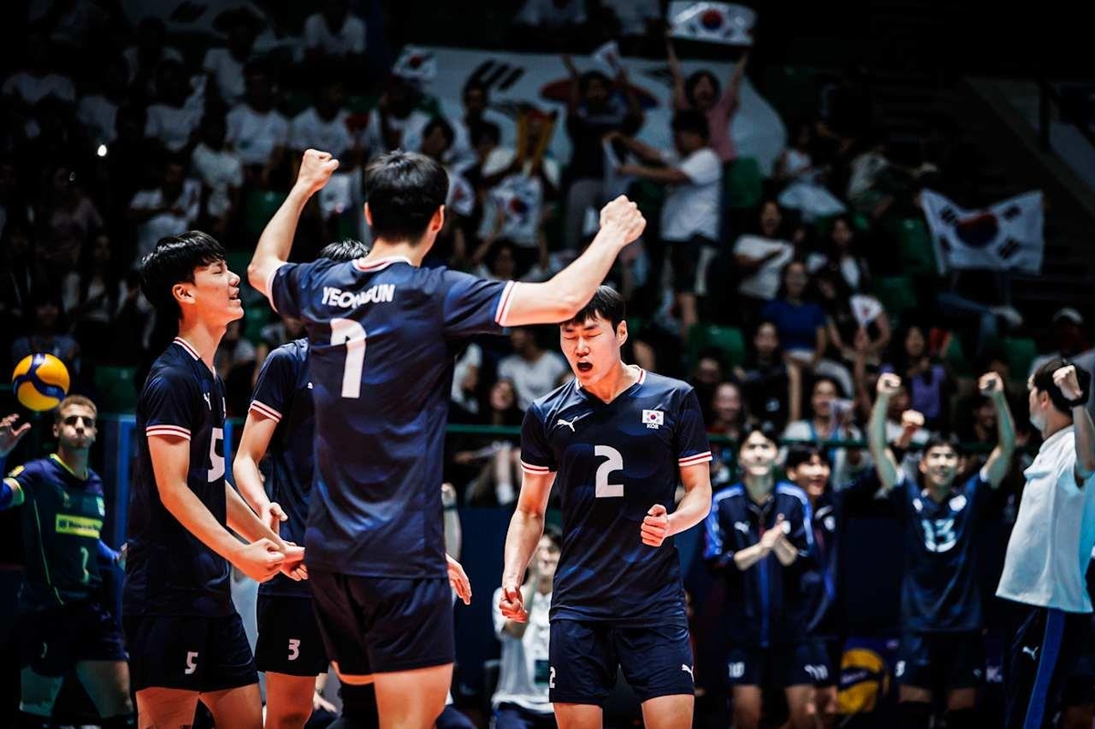 U-19 남자배구, 세계선수권 16강 진출…브라질 꺾고 3연승