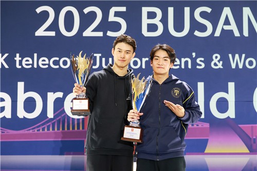 펜싱 이준희·김지환, 부산 주니어 사브르 월드컵 금·은 석권