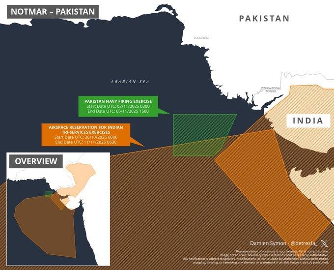 인도와 파키스탄 해상훈련 위치