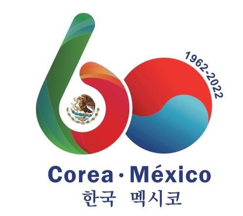 La imagen, proporcionada por la Embajada de México ante Seúl, muestra el logotipo del 60º aniversario del establecimiento de las relaciones diplomáticas entre Corea del Sur y México. (Prohibida su reventa y archivo)