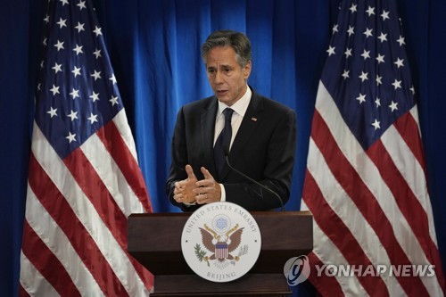 블링컨 "중국에 특별한 대북 역할 있다"…'도발중단' 압박 촉구(종합2보)
