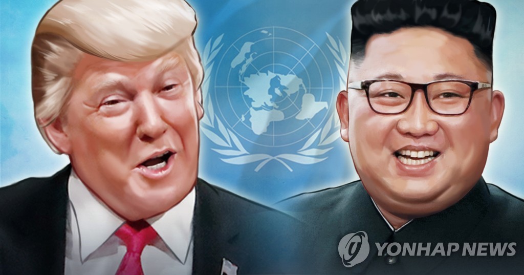 트럼프 미 대통령·김정은 북한 국무위원장·UN (PG)