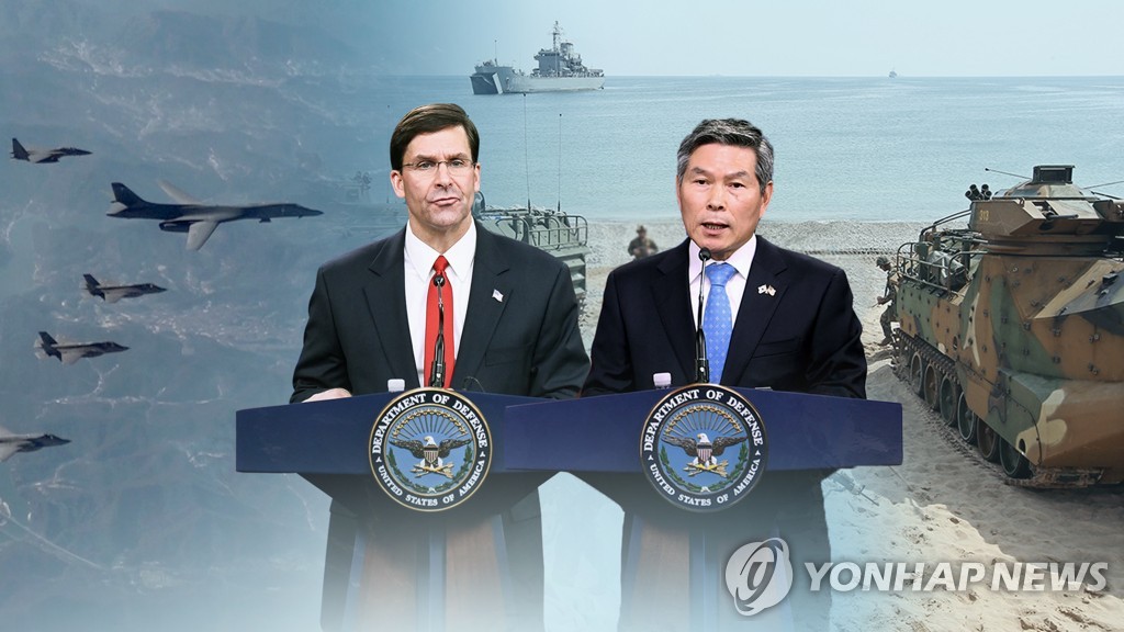 韓米両軍は３月初旬に予定していた韓米合同軍事演習を延期すると発表した（コラージュ）＝（聯合ニュースＴＶ）