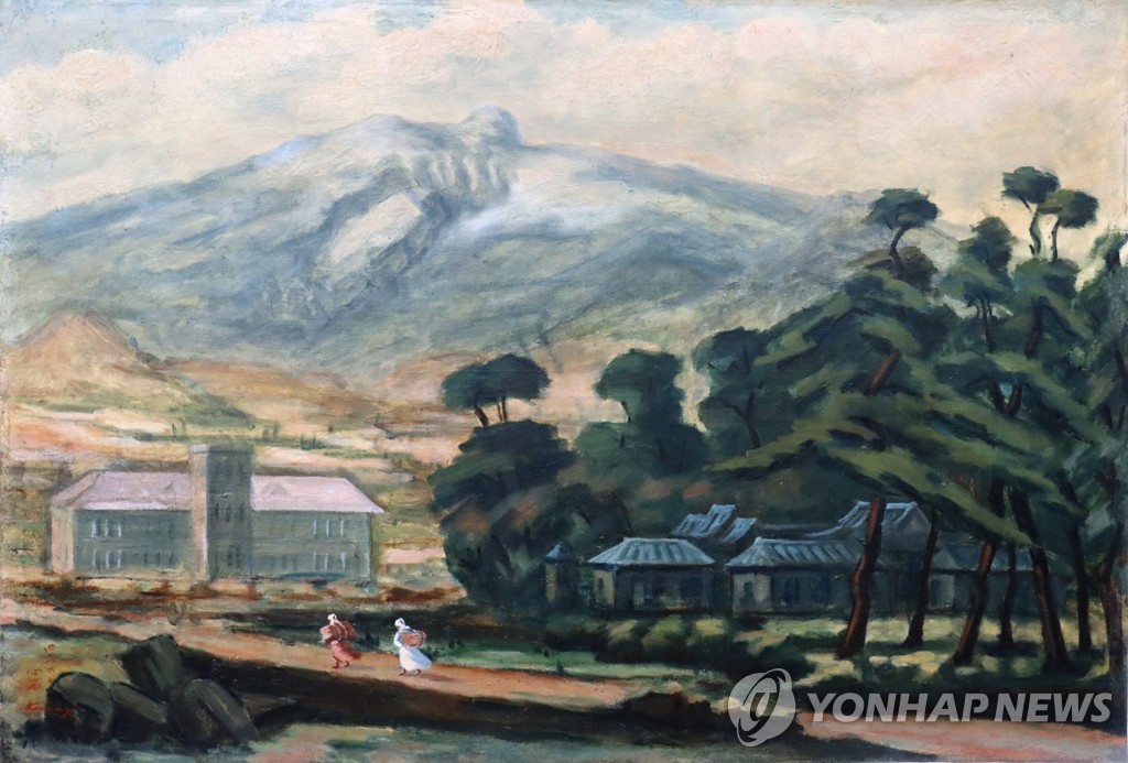 김인지 작가 유화 '한라산이 보이는 풍경'