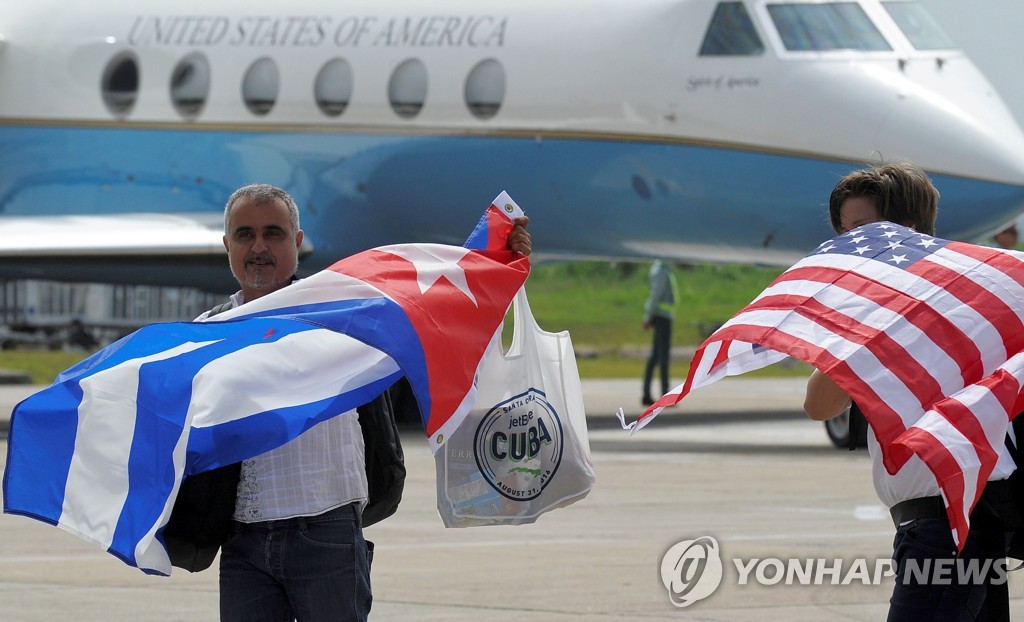 2016년 미국-쿠바 정기 항공편 운항 재개 당시 쿠바에 도착한 승객들