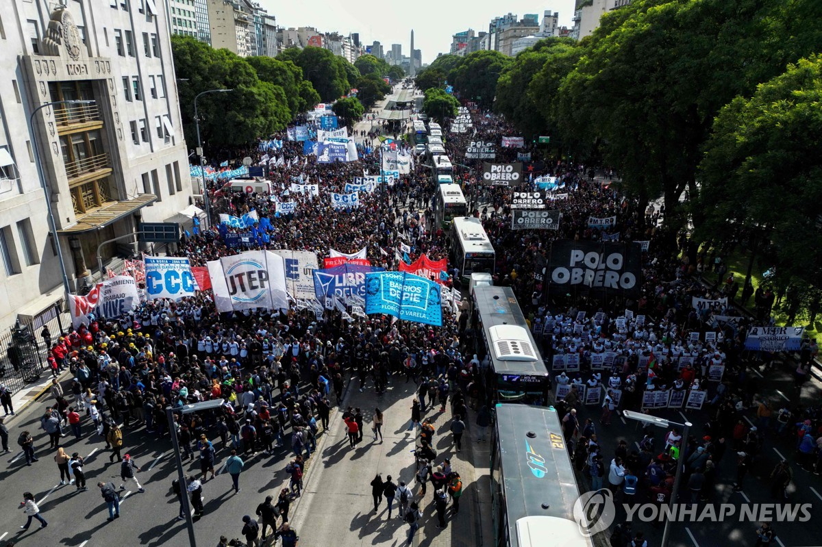 아르헨티나 정부 정책에 반대하는 거리 시위