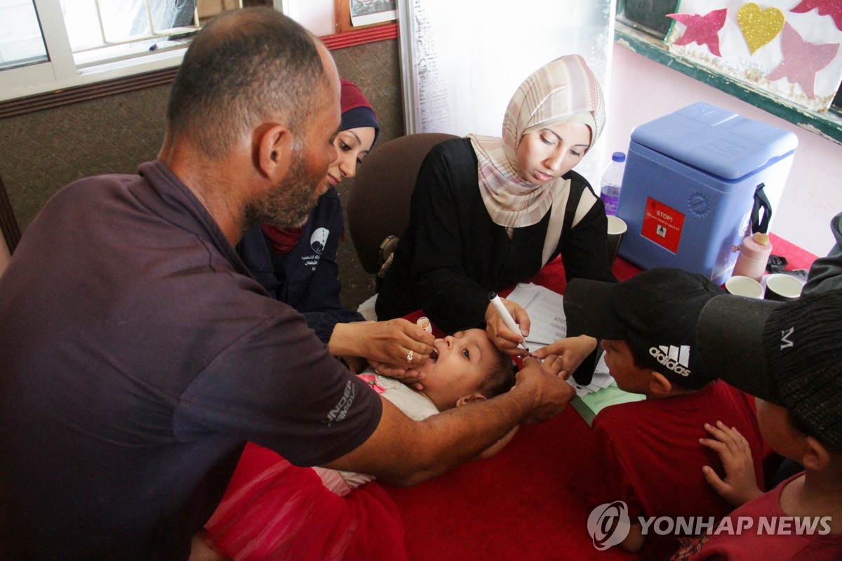 가자지구 북부에서 진행된 소아마비 백신 저종