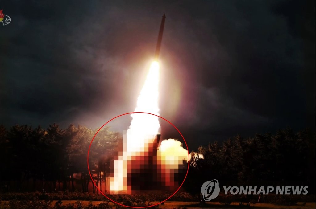 北朝鮮が７月３１日に発射した飛翔体＝（朝鮮中央テレビ＝聯合ニュース）≪転載・転用禁止≫