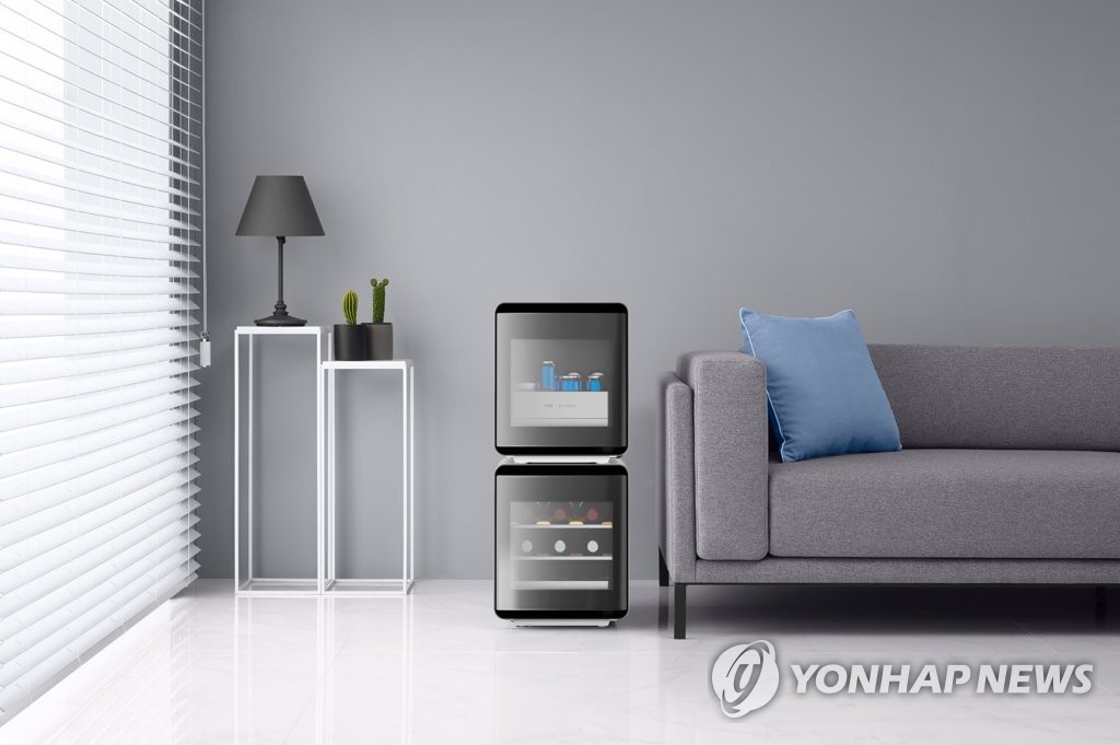 This photo provided by Samsung Electronics Co. shows the company's CUBE mini fridges that will be introduced at Consumer Electronics Show 2020 in Las Vegas. (PHOTO NOT FOR SALE) (Yonhap)