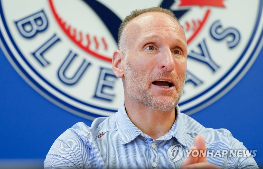 Toronto Blue Jays CEO and President Mark Shapiro speaks to Yonhap News Agency in an interview at TD Ballpark in Dunedin, Florida, on Feb. 17, 2020. (Yonhap)