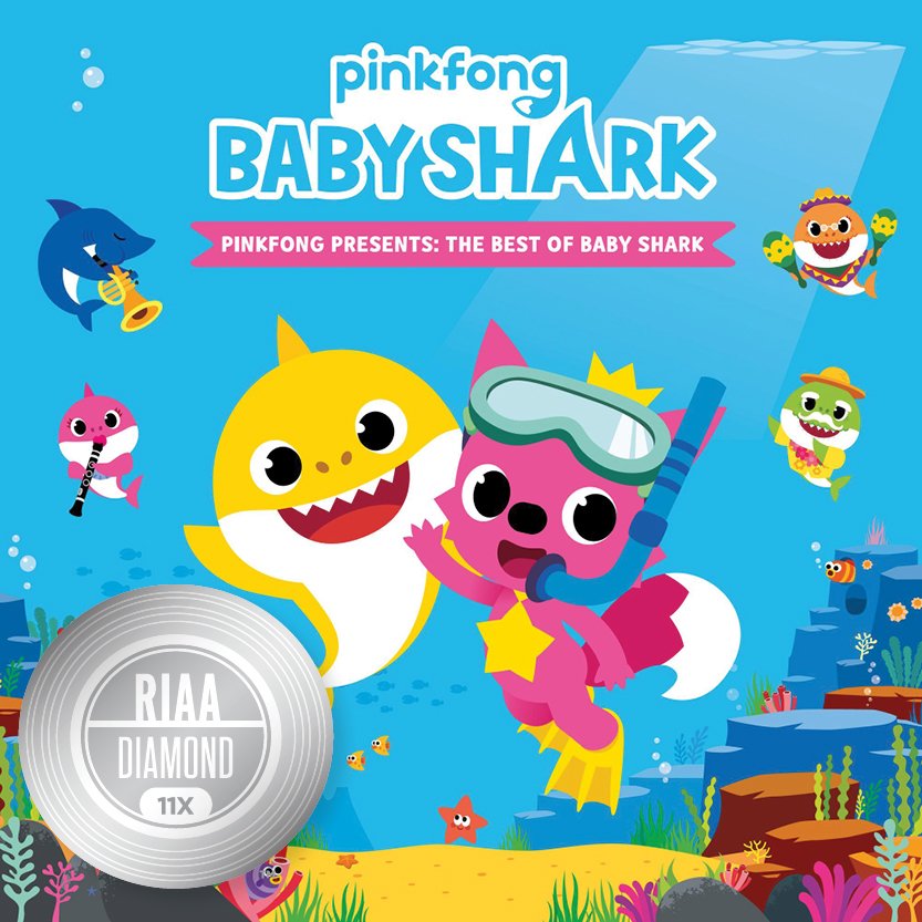 This image, provided by Smartstudy Co., shows the Diamond certification that the South Korean kids song "Baby Shark" received from the Recording Industry Association of America this year. (PHOTO NOT FOR SALE) (Yonhap)