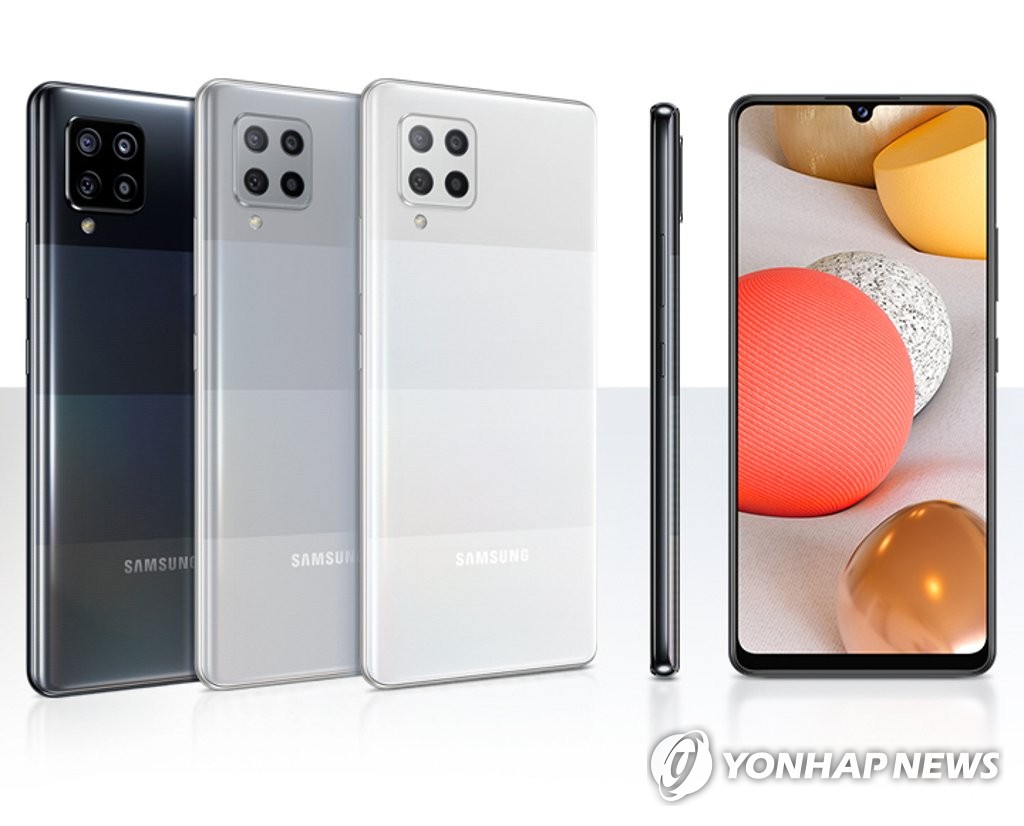This file photo, provided by Samsung Electronics Co. on March 7, 2021, shows the company's new 5G smartphone, the Galaxy A42 5G. (PHOTO NOT FOR SALE) (Yonhap)