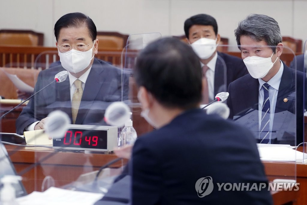 وزير الخارجية الكوري الجنوبي جونغ وي-يونغ(اليسار)
