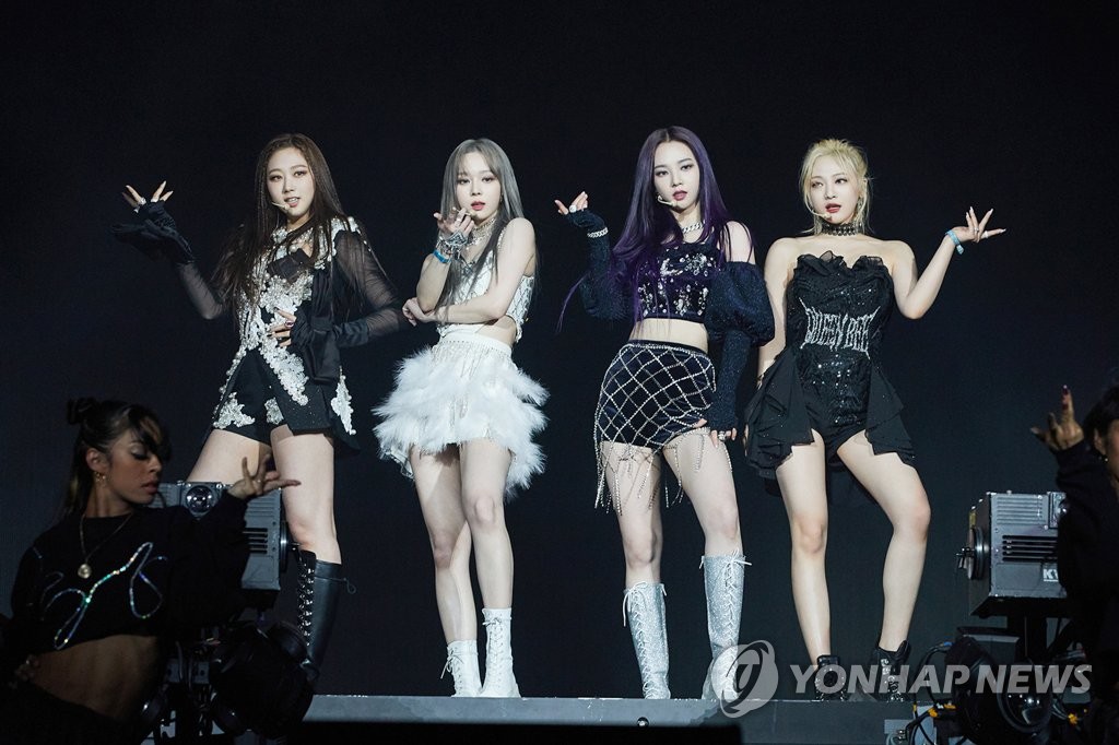 Girl group aespa performs at the Coachella Valley Music and Arts Festival at Empire Polo Club in Indio, California, on April 23, 2022, in this photo provided by SM Entertainment. (PHOTO NOT FOR SALE) (Yonhap)