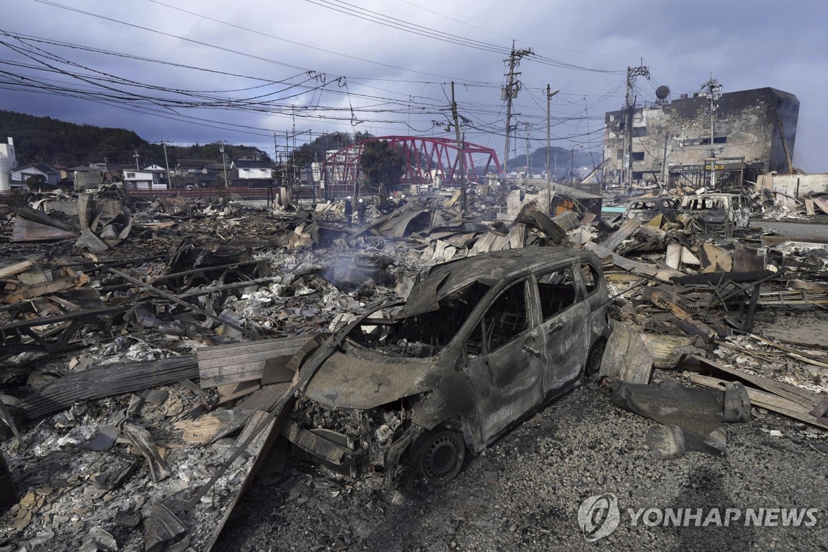 日 강진 화재로 소실된 이시카와현 와지마 시장