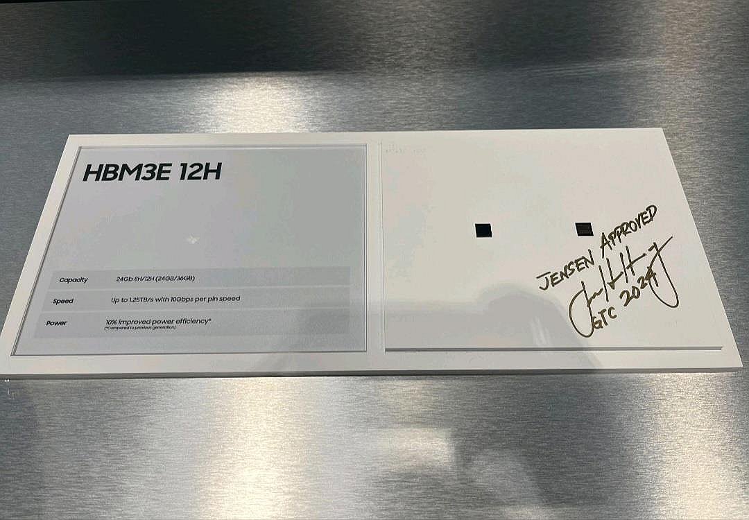 Signature left by CEO Jensen Huang on Samsung HBM3E