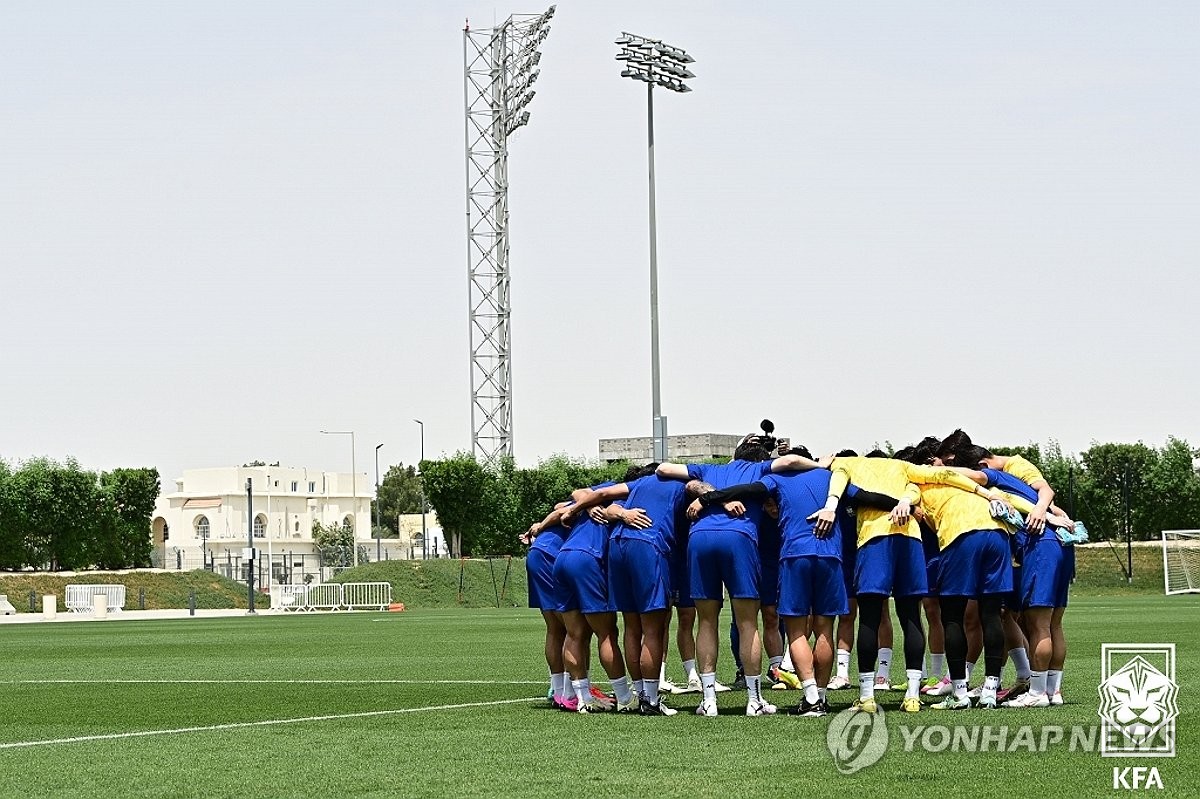 훈련하는 U-23 축구대표팀