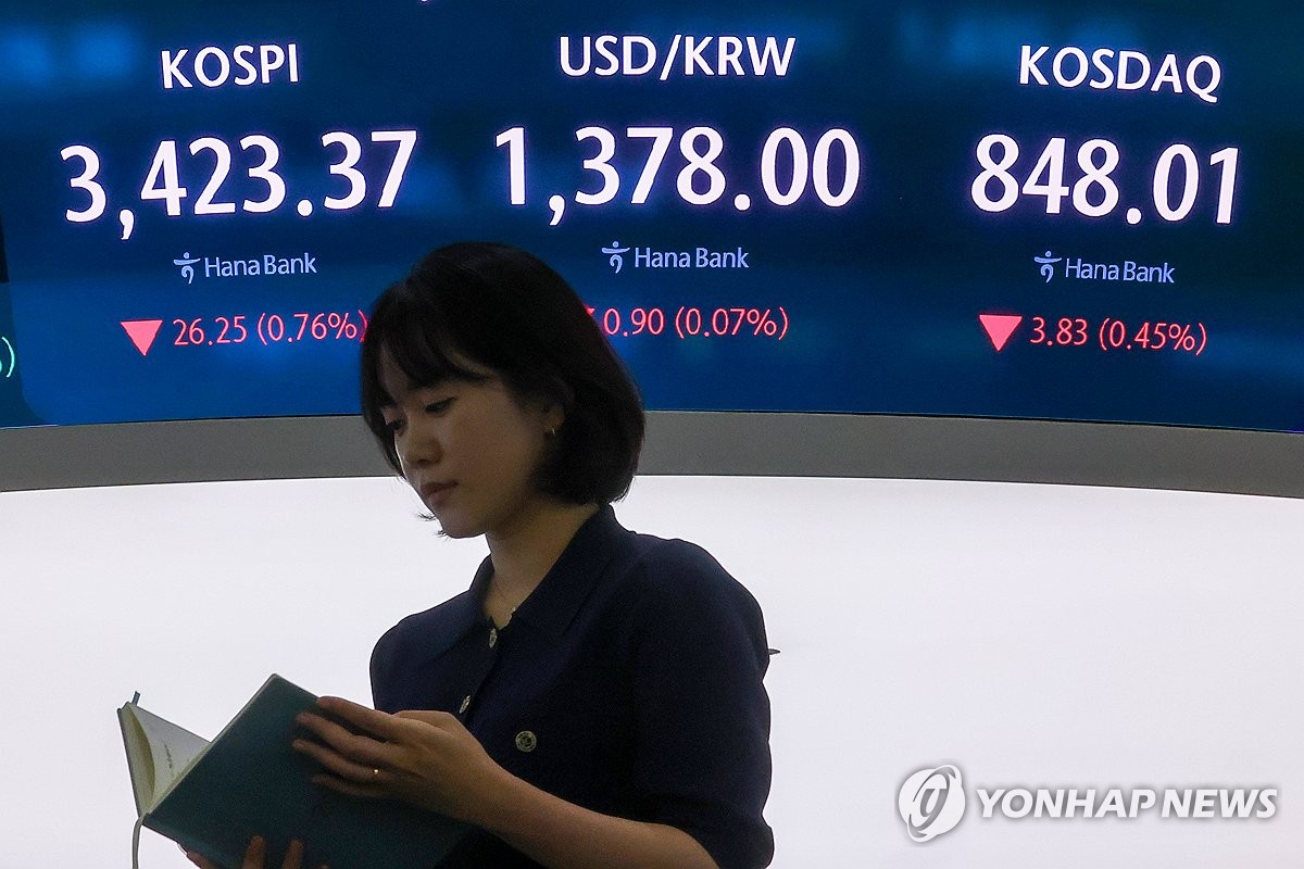 뉴욕증권거래소 앞 전광판