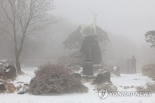 済州島山間部に大雪注意報
