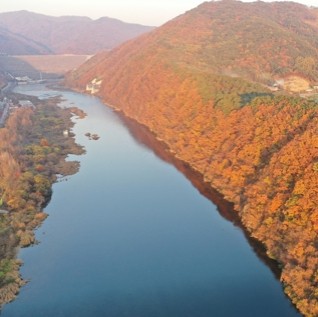 Autumn leaves along Soyang River